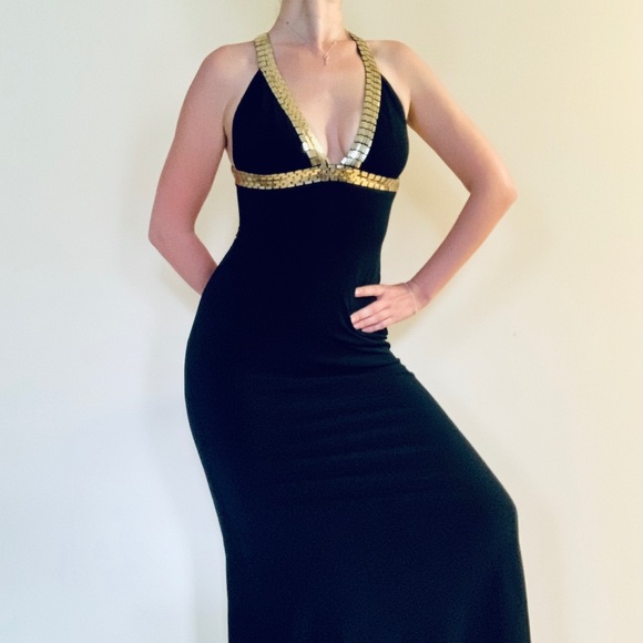 Beyond Dresses & Skirts - Vntg Mermaid Black Prom Maxi Dress 8